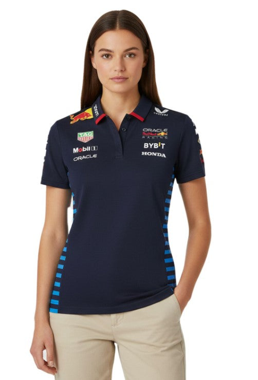 Koszulka polo damska Oracle Red Bull Racing Formuła 1 F1 Team 2024 z logo sponsorów