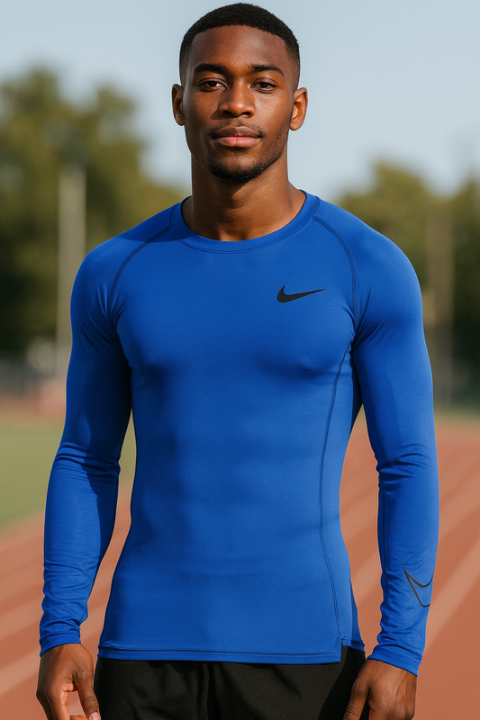Koszulka z długim rękawem Nike Performance Pro Tight Fit, NIEBIESKO CZARNA