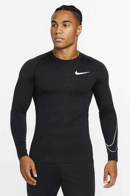 Koszulka z długim rękawem Nike Performance Pro Tight Fit, czarno-biała,