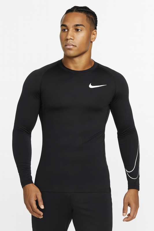 Koszulka z długim rękawem Nike Performance Pro Tight Fit, czarno-biała,