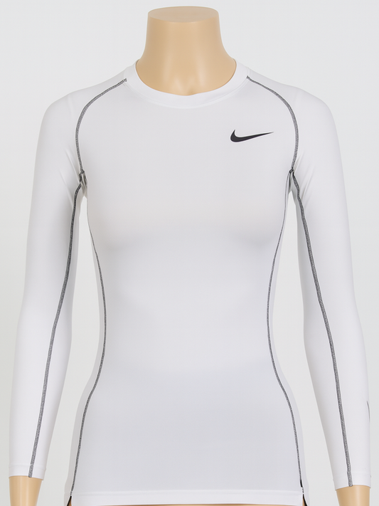 Koszulka z długim rękawem damska Nike Performance Pro Tight Fit, BIAŁA