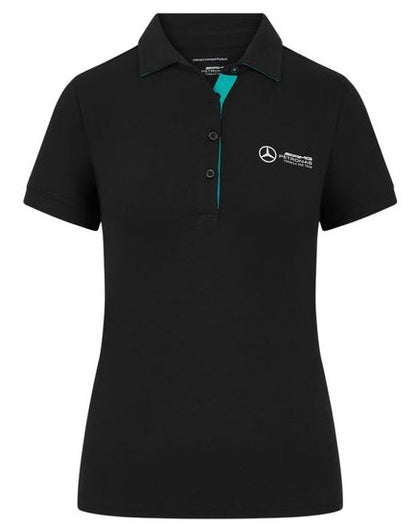 F1 Koszulka polo damska Mercedes-Benz AMG Petronas F1 MAPF1 bawełniana z logo zespołu i kolorowymi akcentami