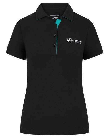 F1 Koszulka polo damska Mercedes-Benz AMG Petronas F1 MAPF1 bawełniana z logo zespołu i kolorowymi akcentami